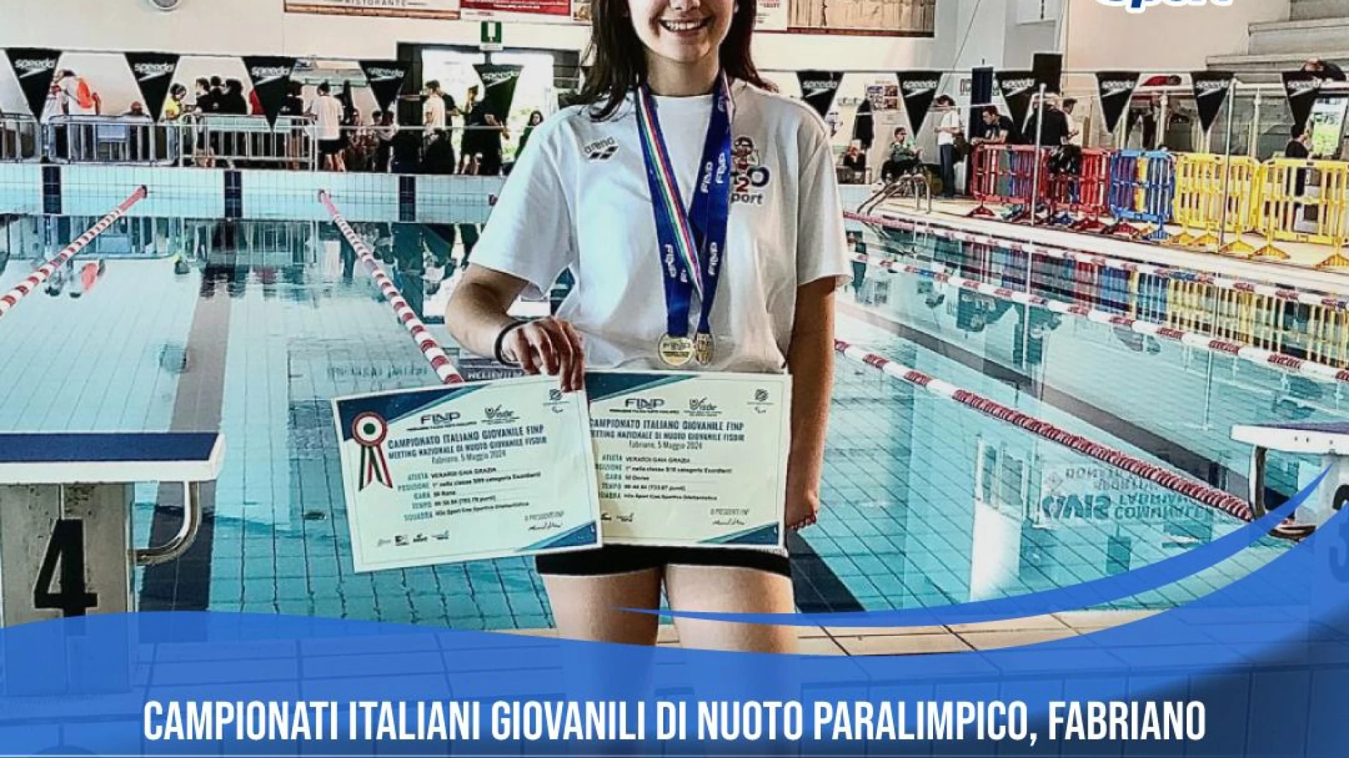 Nuoto: Gaia Velardi raccoglie due medaglie d'oro ai campionati italiani giovanili di Fabriano.